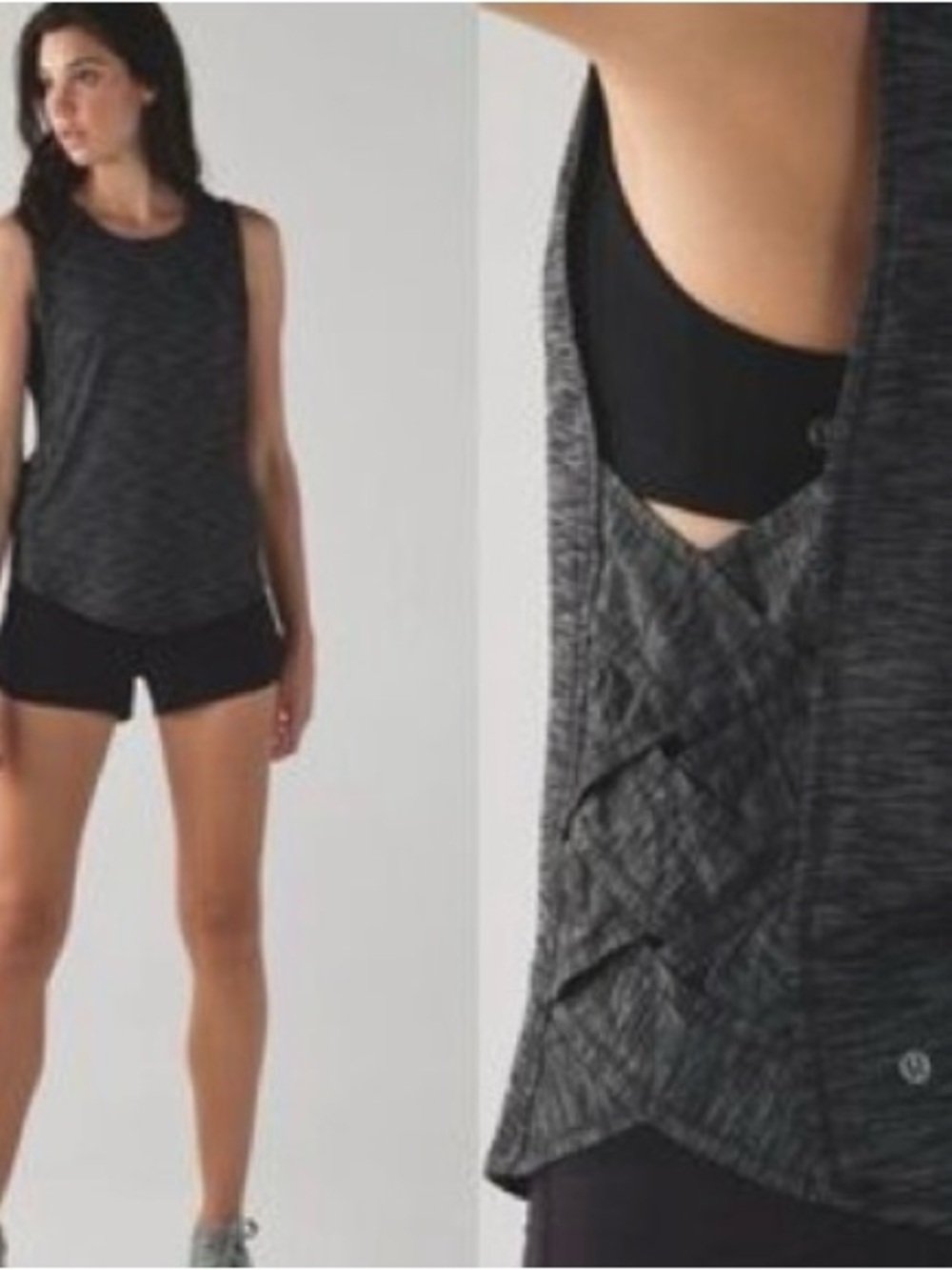 Lululemon Var-City Muscle Tank Size 4 Heathered Gray Ruched Sides